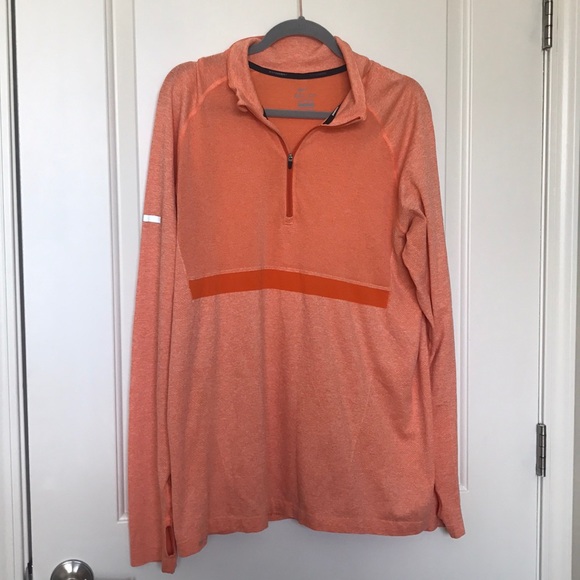 orange quarter zip pullover